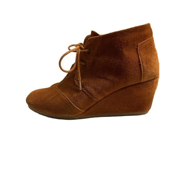 Toms Kala Brown Desert Wedge Lace Up Bootie Boot Shoe Women's Size 8.5 - Picture 3 of 8